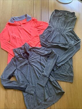Champion Bundle! Athletic Quarter-Zip Tops - Coral & Heather Gray